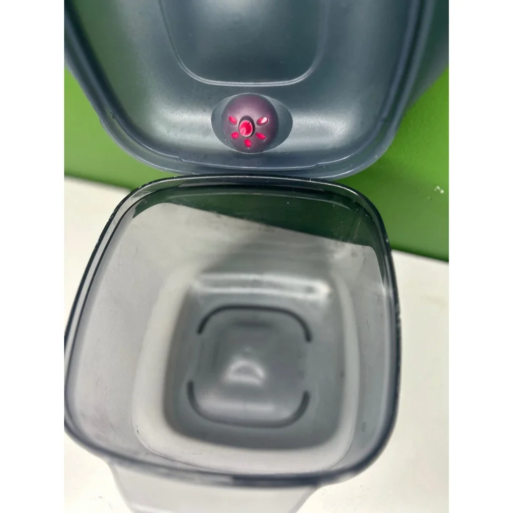 Tupperware CrystalWave Microwave Container Blue Square with Red Vent Lid 4 Cup